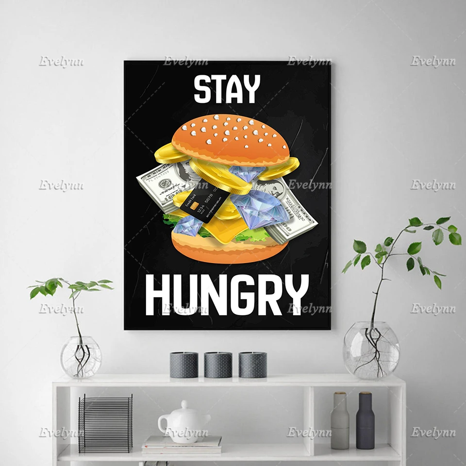 Motivation Stay Hungry Inspirational Quote Canvas Print Poster Home Decoration Floating Wall Art Painting For Living Room Office