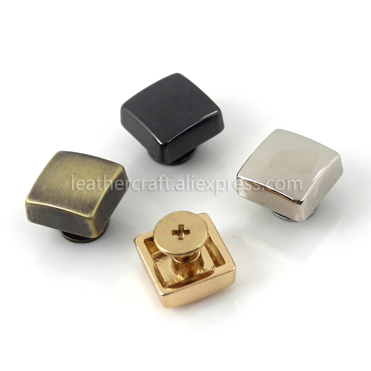 4pcs Metal Square Shape Screw Back Rivets Studs Nail Stud for Garment Leather Craft Belt Wallet Decoration Parts 12mm