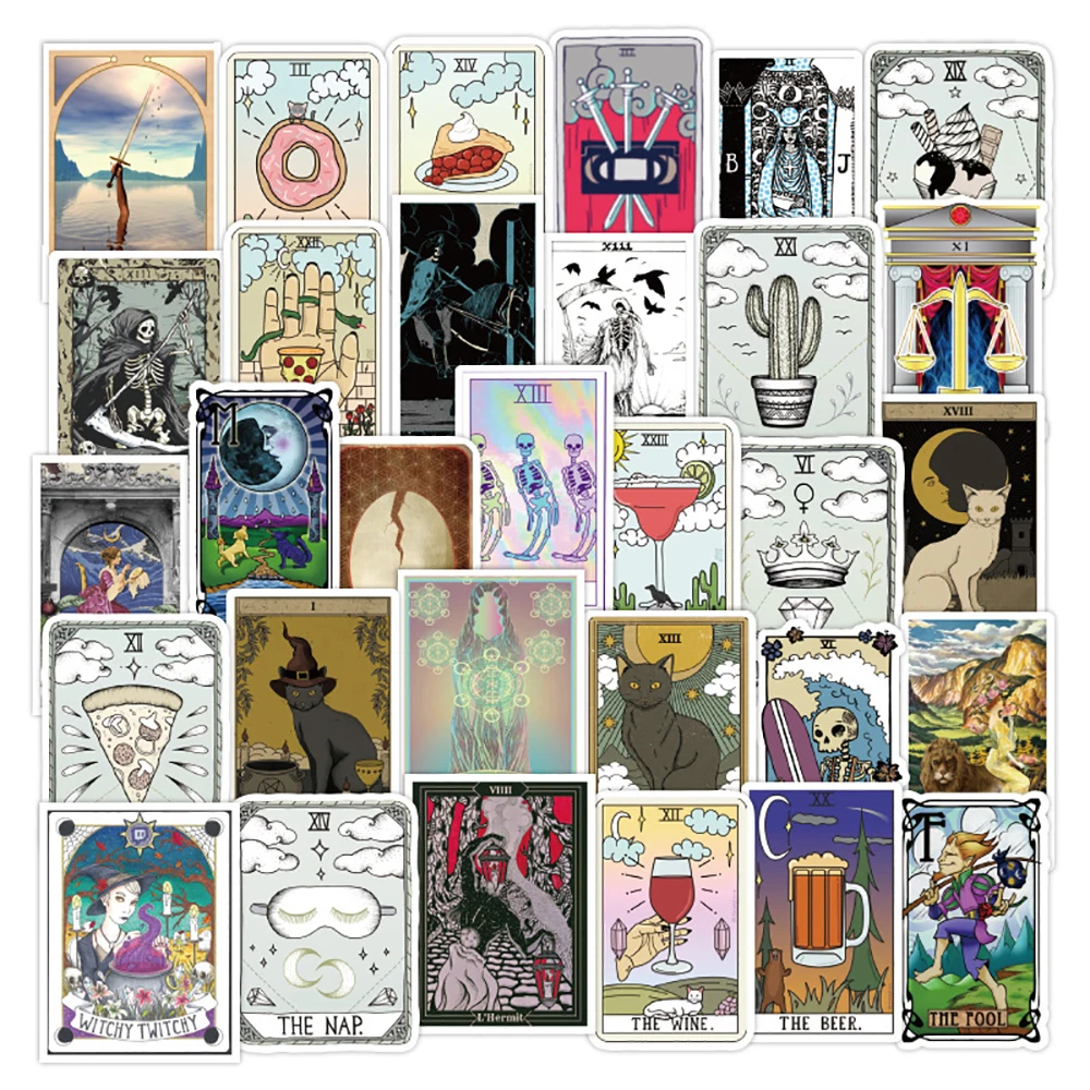 10/30/50PCS Divination Tarot Card Stickers Skateboard Fridge Laptop Motorcycle Travel Luggage Classic Toy Decal Sticker for Kid