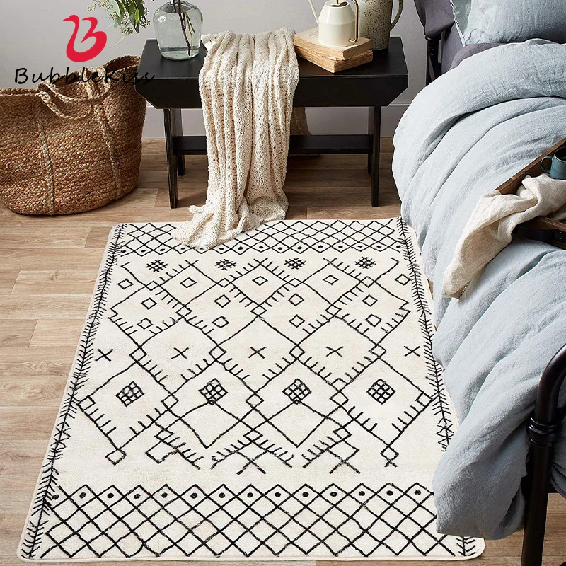 Bubble Kiss Cashmere Carpet for Home Living Room Geometric Pattern Thicken Fluffy Bedside Rug Bathroom Non-Slip Entrance Mat