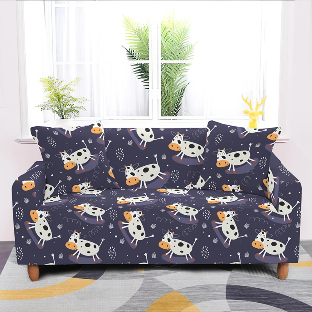 Cartoon Animal Dinosaur Living Room Decor Slipcover Elastic Corner Sofa Cover All-Inclusive Couch Covers For 1/2/3/4 Seats