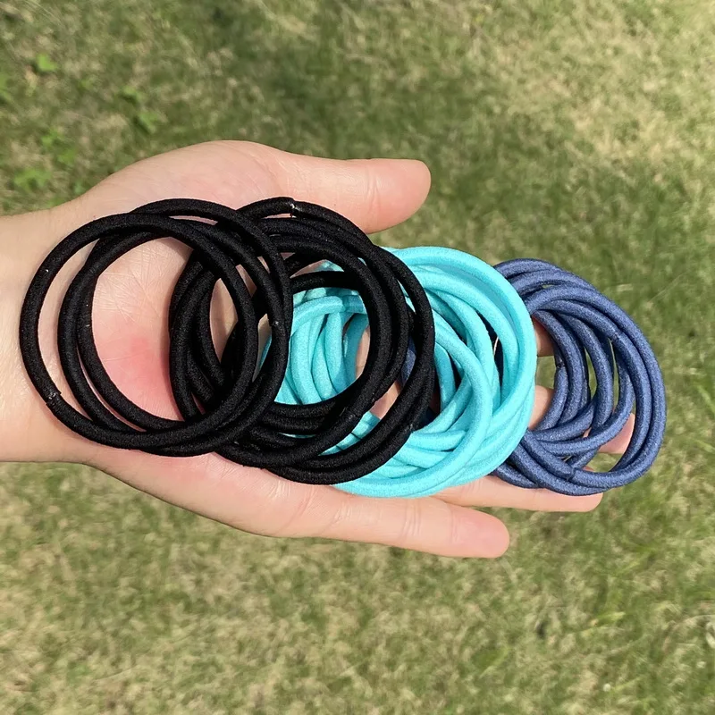 100pcs/lot 4mm Thick Nylon Hair Rubber Bands For Girls Elastic 5cm Scrunchies Kids Hair Tie Rope Gum Ponytail Headband Wholesale