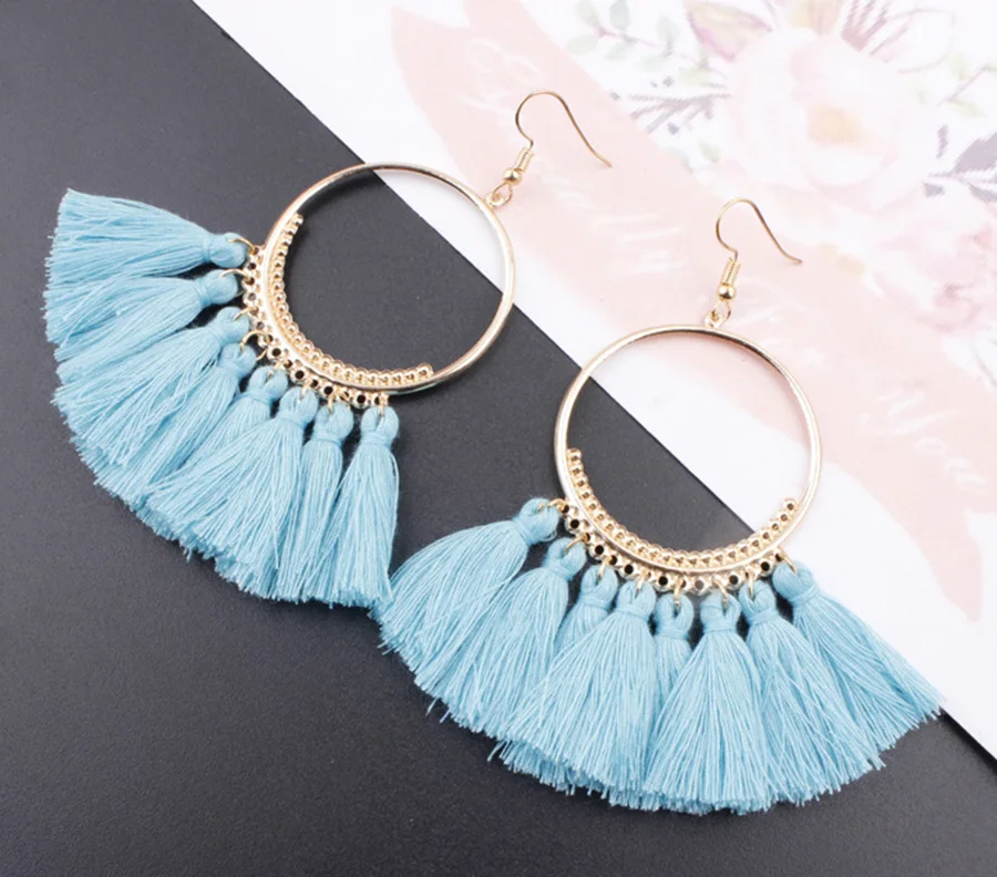 2020 3 Layered Bohemian Fransen Luxus Erklärung Quaste Ohrringe 2020 Boho Mode Schmuck Frauen Lange Tropfen Baumeln Ohrringe – Detail 22
