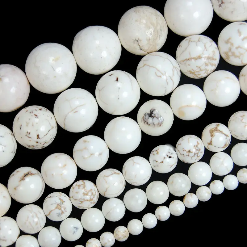 PANGEM-Genuine Magnesite Beads Howlite Beads 4mm 6mm 8mm 10mm 12mm 14 Round Gem Stone Loose Beads For Jewelry,1 of 15