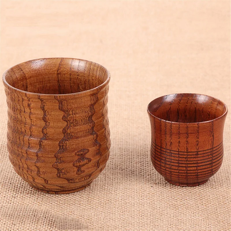 Wood Cup Lines Primitive Handmade Spruce Eco-Friendly Natural Breakfast Beer Milk Drinkware Green Tea Househould New Pattern