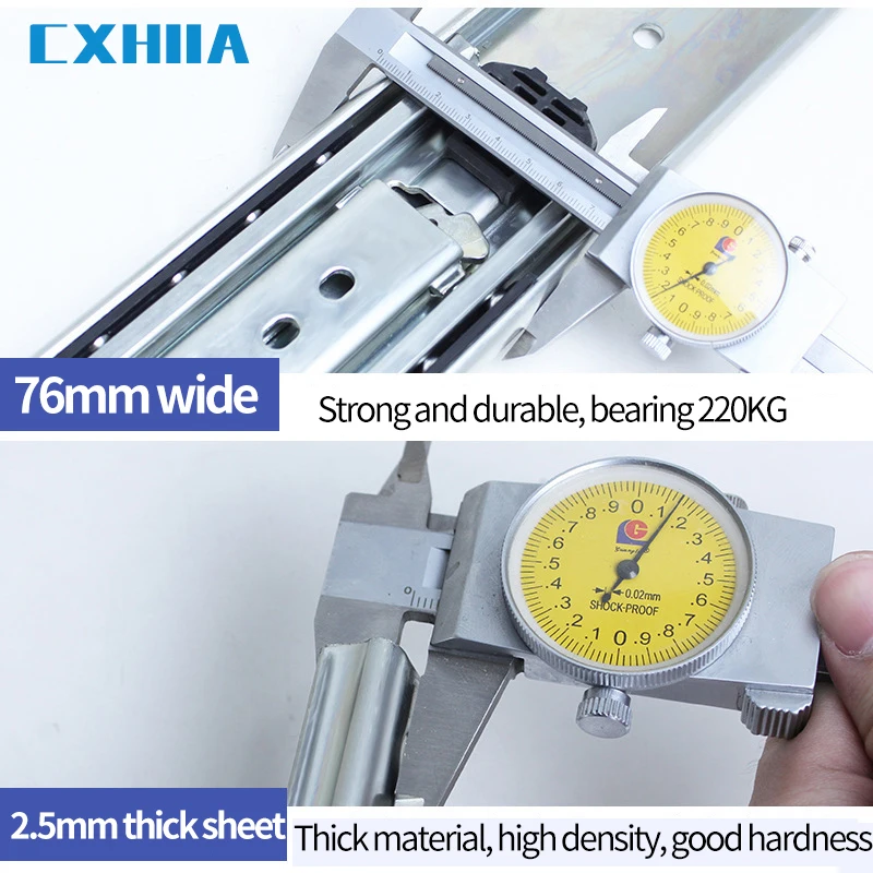 CXHIIA Heavy Duty Drawer Slides With Lock In Out Locking Function Capacity Of Load-Up To 200 Kg 3 Fold Full Extension1Pair