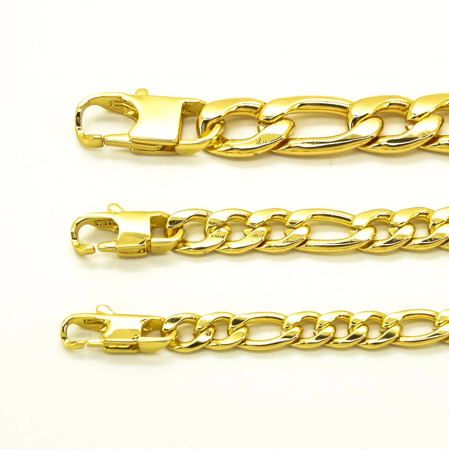 100% Stainless Steel Bracelet 6/8/12 mm Width Figaro Chain 8 Inch Plated 18K Gold Bracelet for Masculine Men Women Free Shipping view 4
