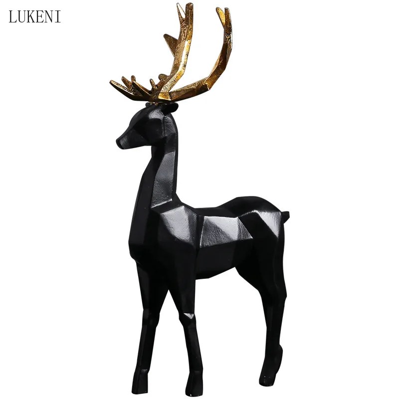 

Nordic Resin Geometric Elk Ornaments Simulation Animal Home Accessories Living Room Wine Cabinet Resin Ornaments