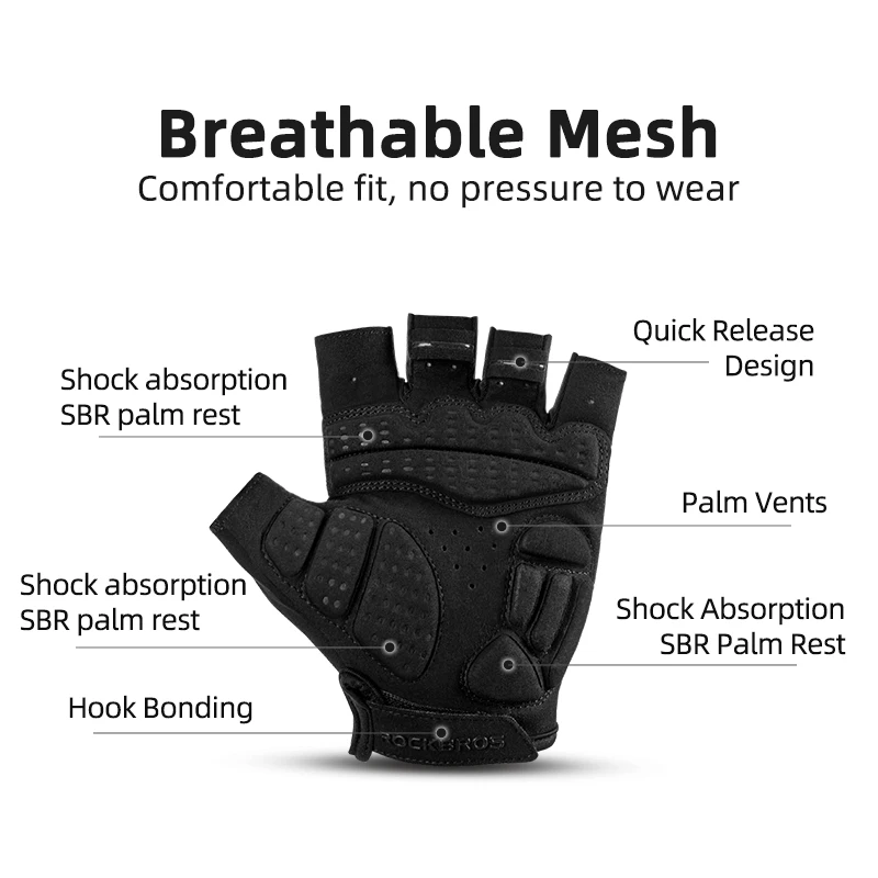 ROCKBROS Cycling Bicycle Gloves Half Finger Shockproof Wear Resistant Breathable MTB Road Bike Gloves Sports Bike Accessories