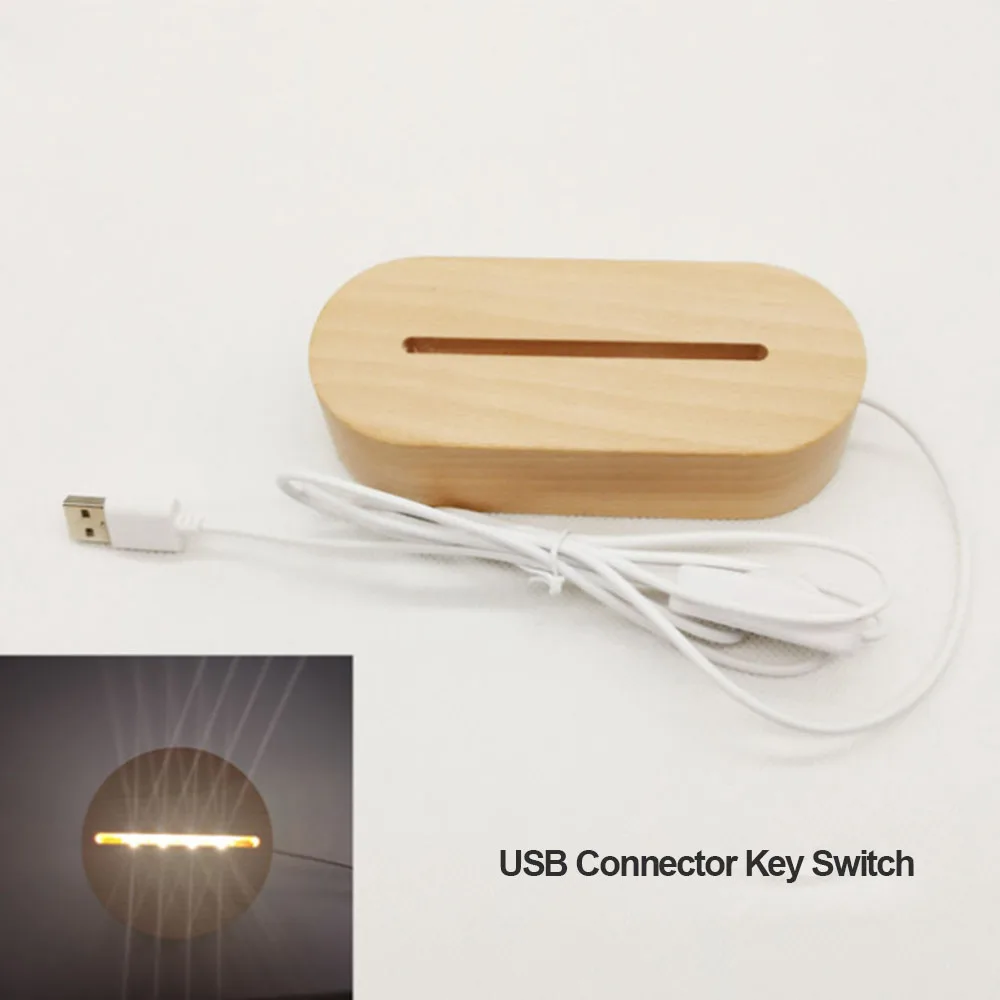 3D Wooden Lamp Base LED Table Night Light Base For Acrylic Warm White Lamp Holder Lighting Accessories Assembled Base 2021 LED08