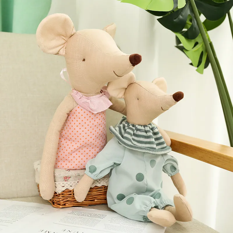Kinderspielzeug Kleine und süße rosa Baumwollschleife und grüne Schleife Mauspuppe Stofftier – Detail 10