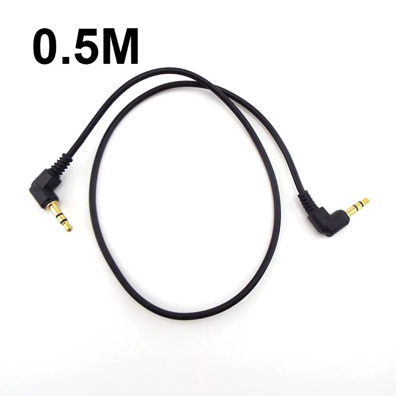 0.5M 1M Audio Cable 3.5mm Male to Male 90 Degree Angle Car AUX Speaker Stereo MP4 MP5 Audio Line Cord PVC