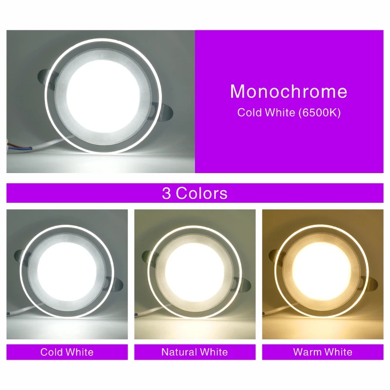 10pcs/lot 6W 3Colors Changeable LED Downlight 220V Recessed Round Panel Light Indoor Lighting Down Light Cold/Natural/Warm White