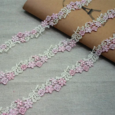 2yards/2.5cm Light pink Delicate Polyester Small Flowers Lace Trims Lace Ribbon DIY Baby Clothes Dress Accessories