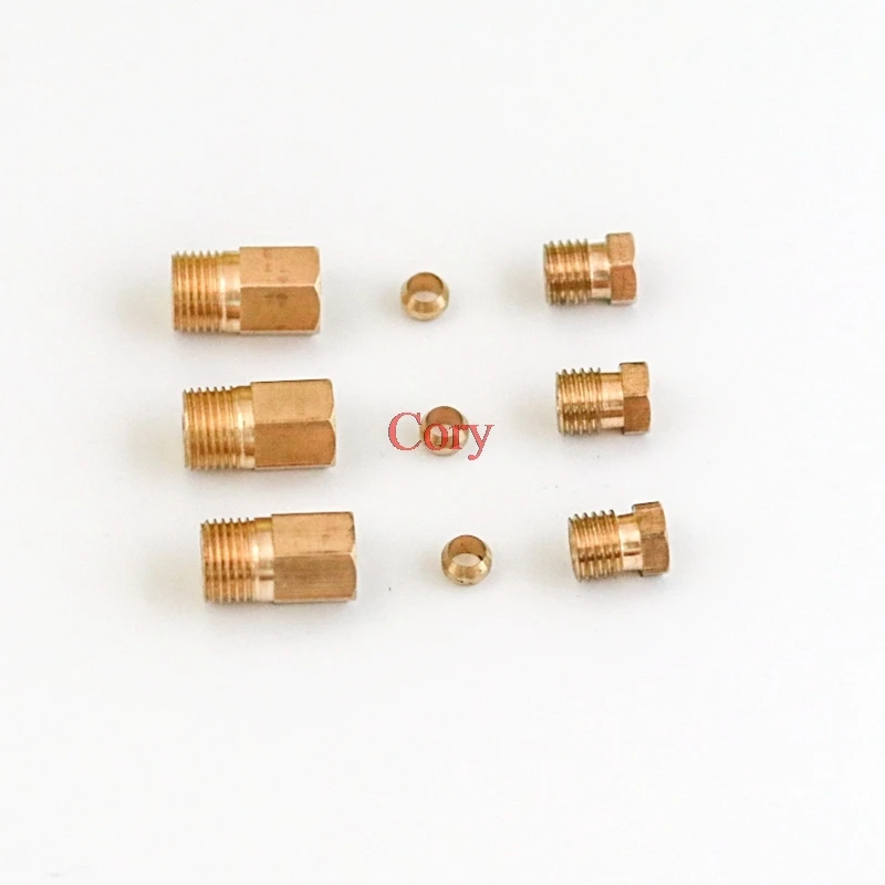 1Pc Compression Ferrule Tube hexagon nipple 4 6 8mm OD Tube Connector Machine  lubrication Brass oil Pipe Fitting adapter CZYC