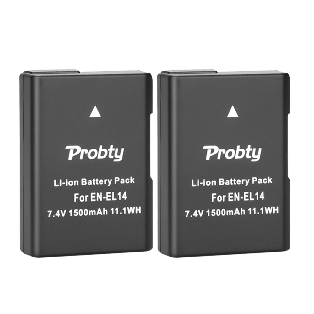 Probty 7.4V 1500mAh EN-EL14 EN EL14 EN-EL14a Battery for Nikon  P7800,P7100,D3400,D5500,D5300,D5200,D3200