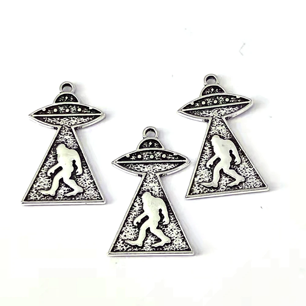 50pcs DIY Sasquatch Bigfoot pendant charm Forest Alien Spaceship Science Fiction Mysterious charms Jewelry for women Accessories