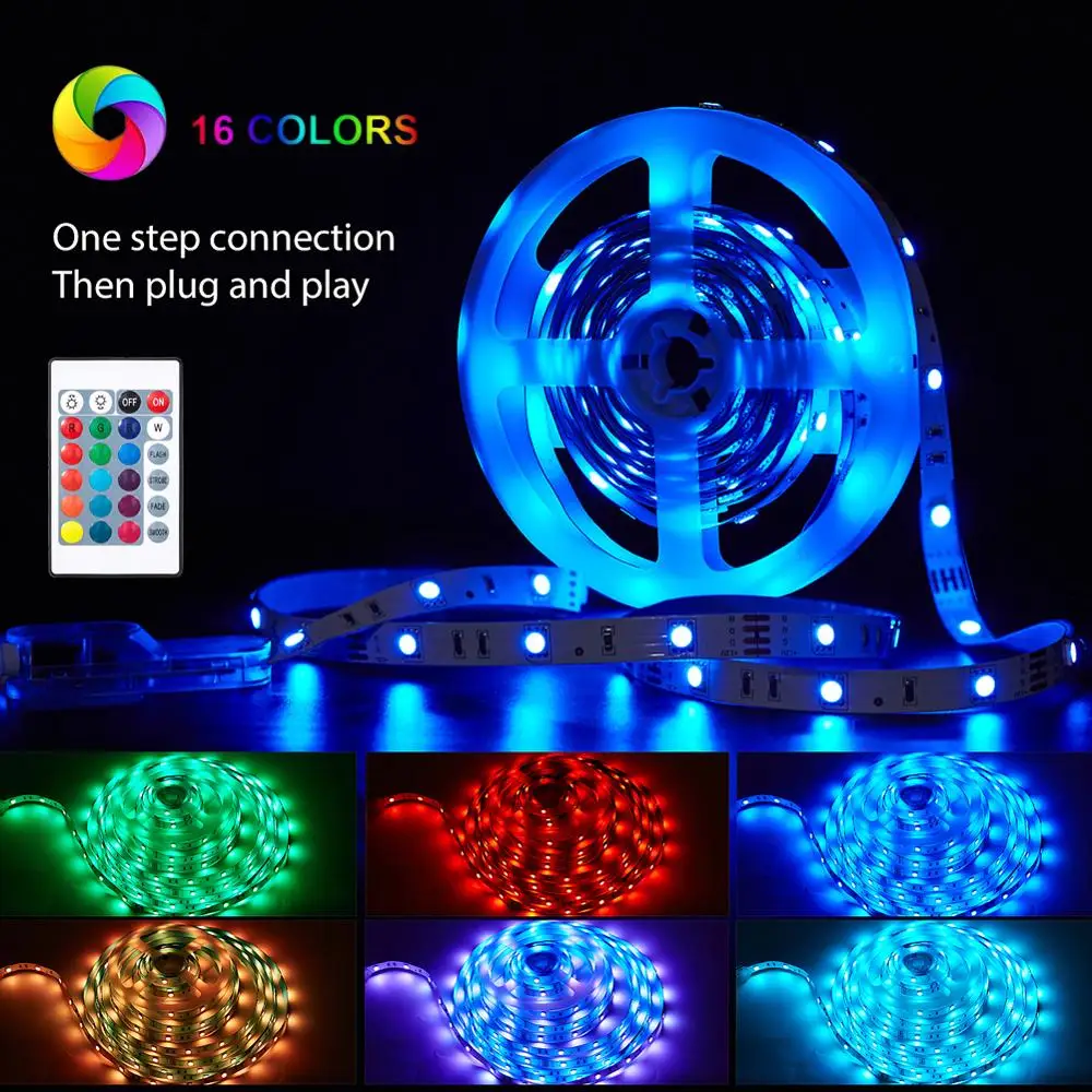 

LED Strip Lights 12V 5050 RGB RV Light Strip Flexible Color Changing LED Stripe Tape For Indoor Decor Christmas Tree