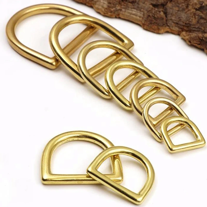 2 Pcs Solid Brass D Rings (13-45mm) Inner Width Nonwelded Loops For Straps Bags Purses Belts Leather Craft Accessories