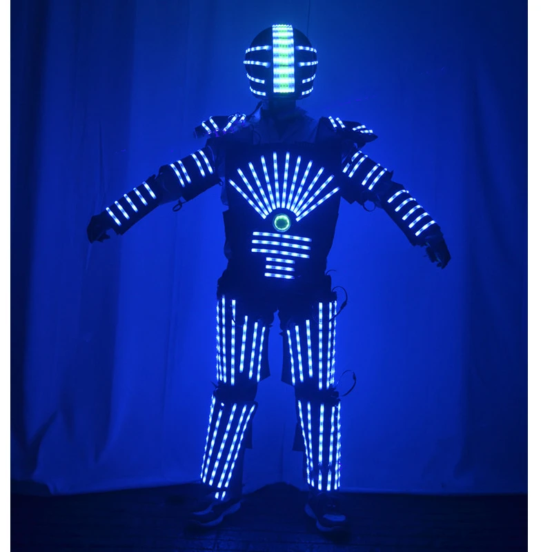 light up costume helmet rgb change color LED Clothing Future led lumious robot suit stage performance Bar Nightclub