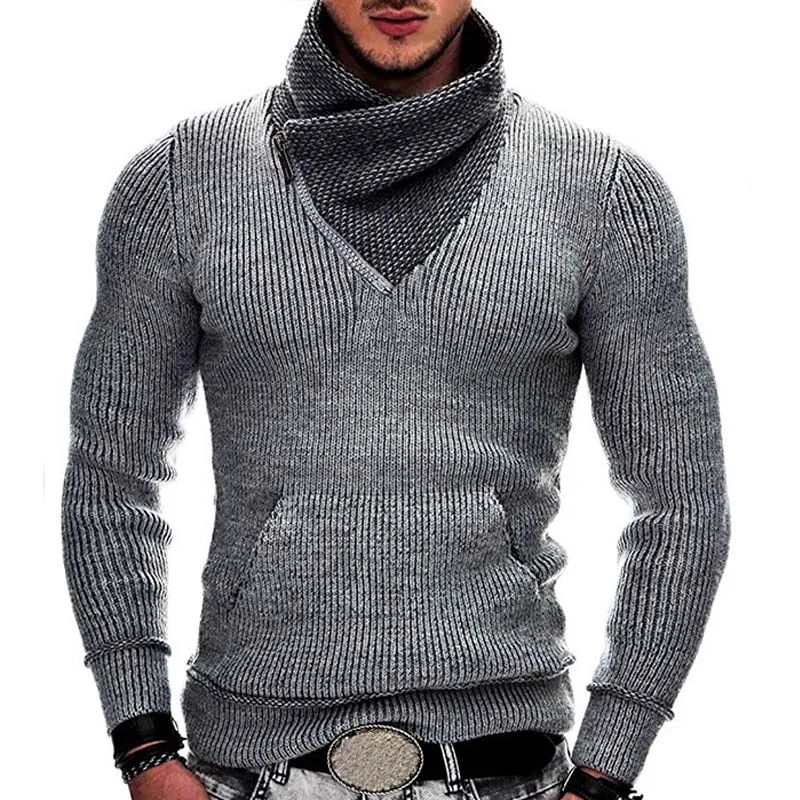 Autumn Winter Men's Sweater Casual Solid Turtleneck Men Sweaters Long Sleeve Knitted Sweater Pullover Men 3XL Slim Men's Jumpers