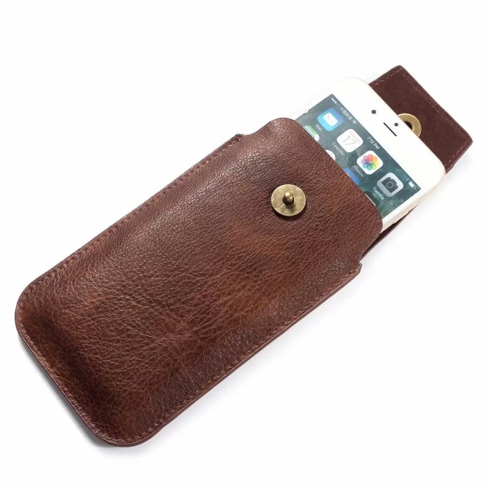 Universal Leather Mobile Phone Pouch Belt Clip Case Holder For iPhone Samsung Xiaomi Redmi Note 7 Pro Moto Men Waist Bag Holster