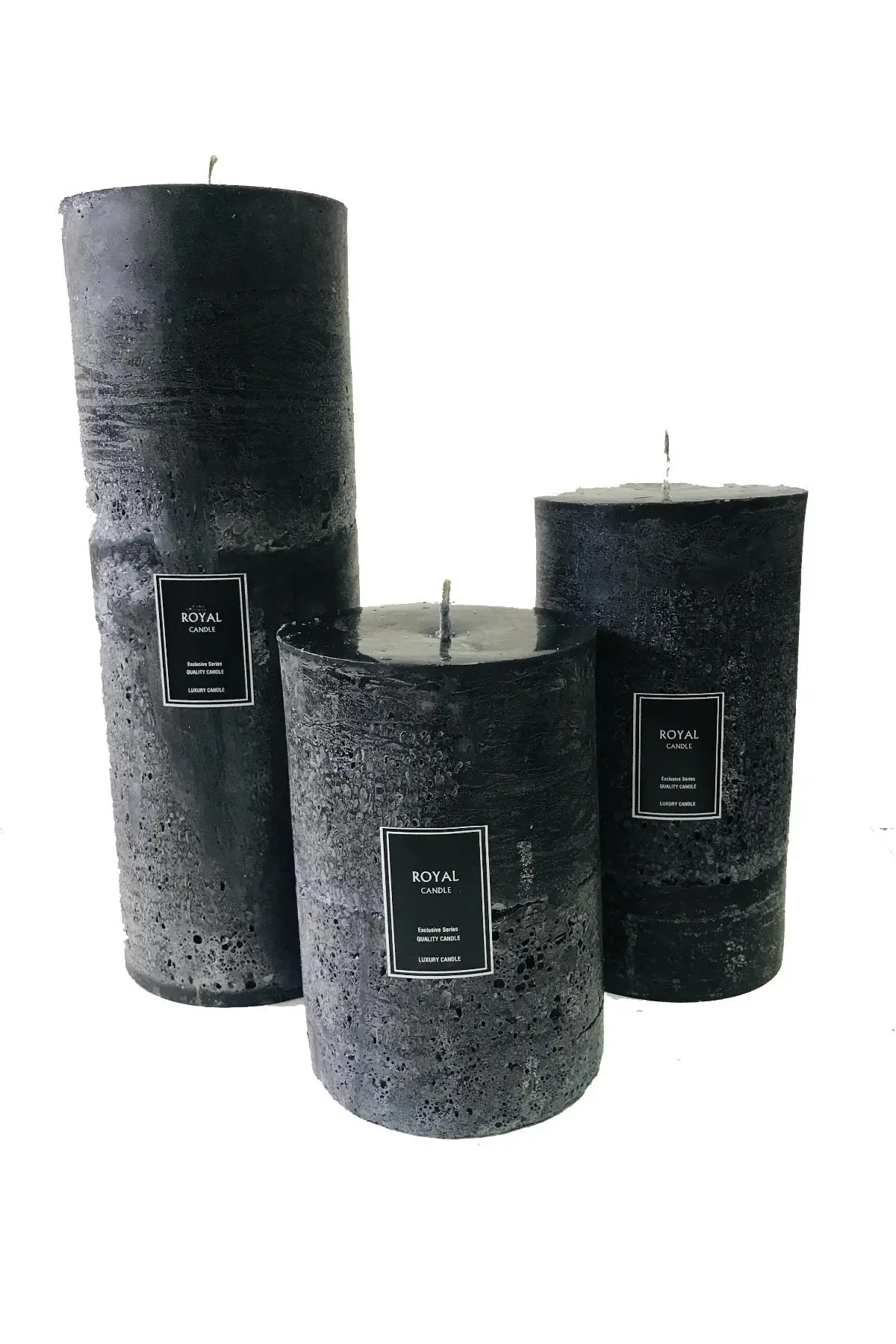 

Cylinder Candle Black Rustic 3 Pcs Large Set - Diameter 10 Cm Height 15-20-25 Cm Romantic Gift Products Christmas Marriage