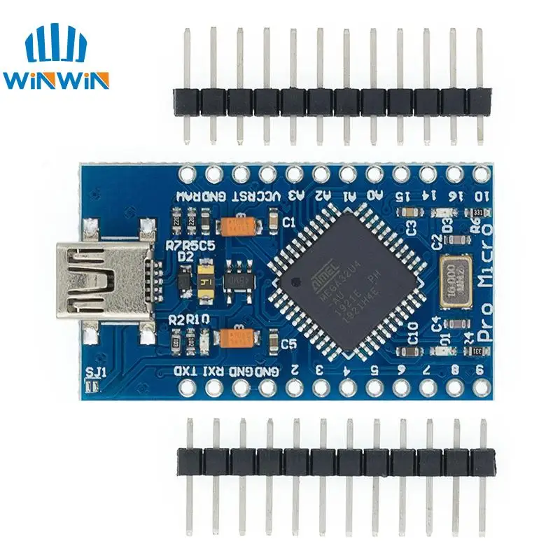 Pro Micro ATMEGA32U4 5V/16MHZ module With the bootloader for arduino MINI USB/Micro USB/TYPE-C with 2 row pin header for arduino