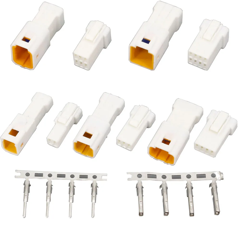 5 Sets Automotive Connectors JST02R-JWPF-VSLE 2/3/4/6/8 Pin Waterproof Connectors Male and Female Butt Plugs