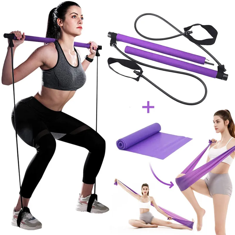 Lezyan Fitness Yoga Pilates Bar Stick Crossfit Resistance Bands Trainer Yoga Pull Rods Pull Rope Portable Home Gym Body Workout