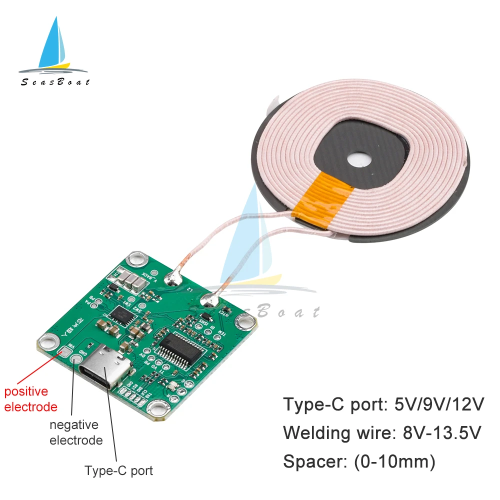 5V/9V/12V 20W Type-C USB For Qi Fast Charging Wireless Charger Module Transmitter Circuit Board Coil Receiver Charger Module