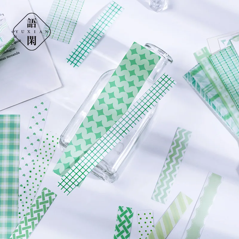 40Pcs Light Color Puzzle Series Scrapbooking Paper Decorative Long Strip Sticker Pack Fresh Hand Account Basic Material Sticker