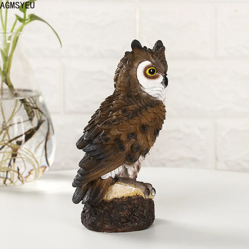 Modern and simple garden creative ornaments owl pastoral resin crafts bird model animal decorations AGMSYEU