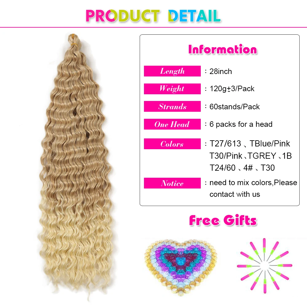 Long Deep Wave Twist Afro Curls Crochet Hair Crochet Braid Ombre Braiding Hair Extensions  For Women High Tempreture 60Stands/p