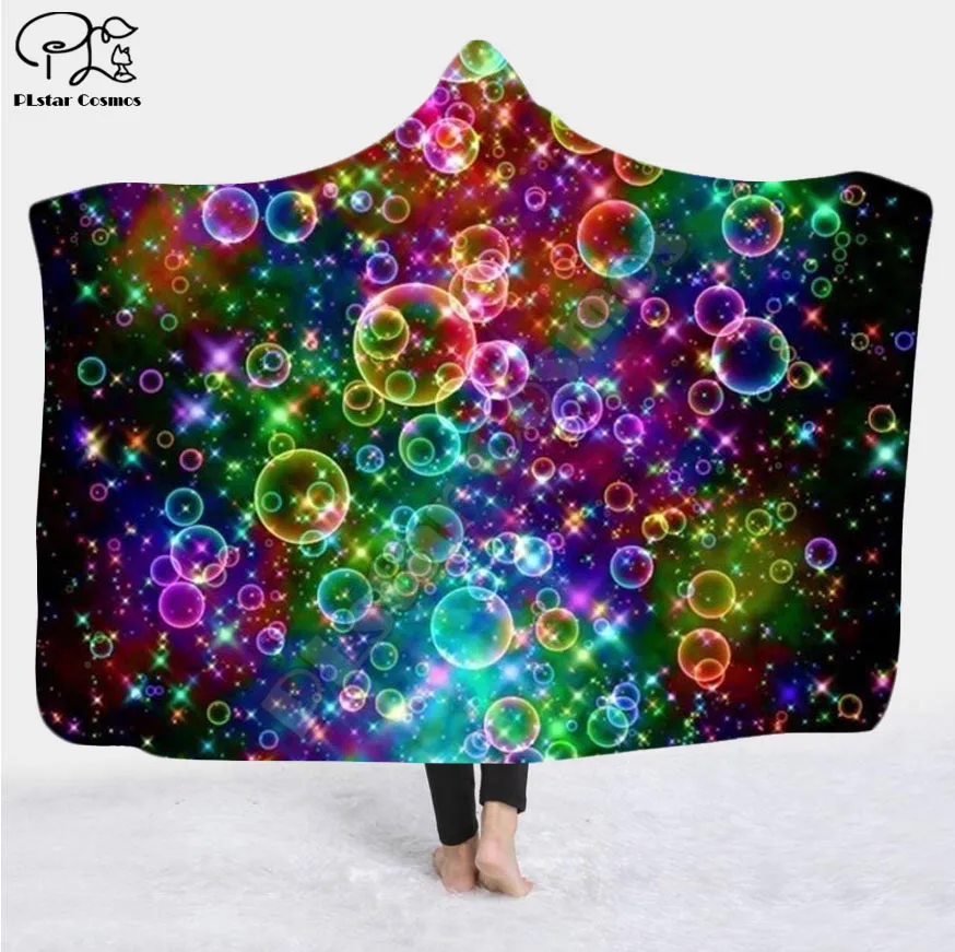 

Cool Psychedelic Graffiti Character Hooded Blanket Adult colorful child Sherpa Fleece Wearable Blanket Microfiber Bedding c-2