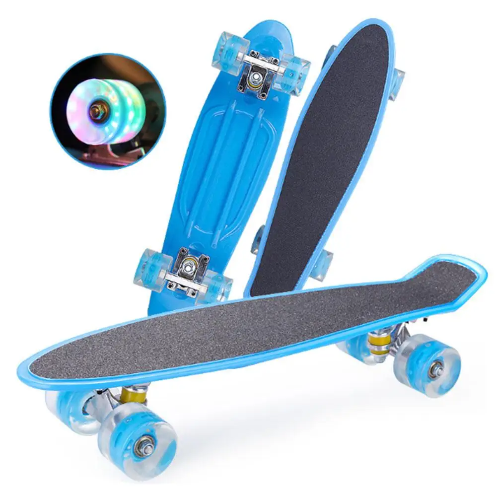 22 Inch Cruiser Board Kids Skateboard with LED Light up Wheels Perfect for Kids Teens Adults