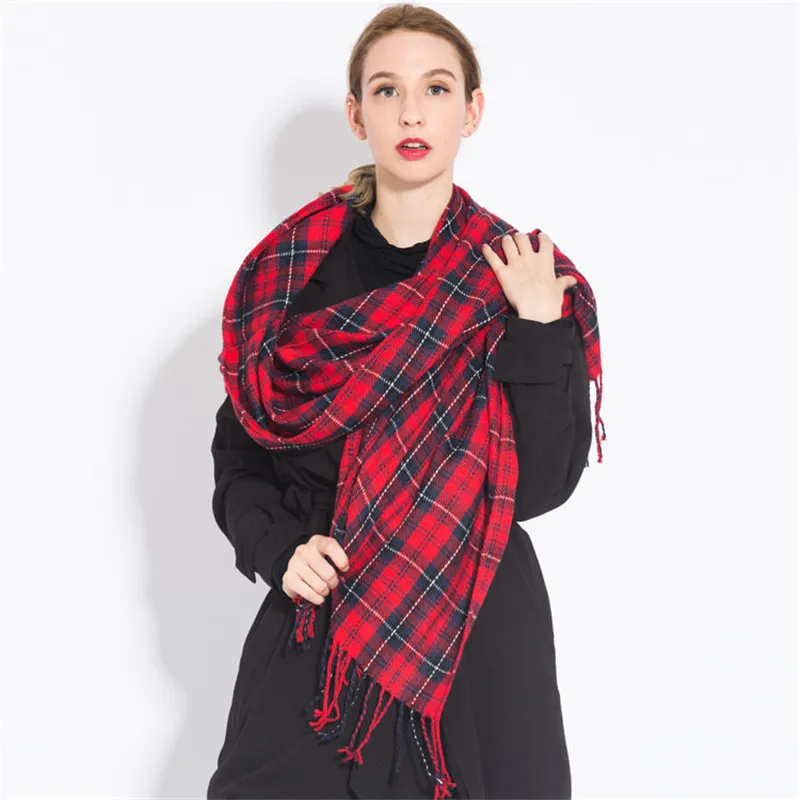 Fashion Warm Plaid cashmere Scarves For Women Winter Scarf Luxury Brand Shawl lady elegant Pashmina Foulard Femme bufanda mujer