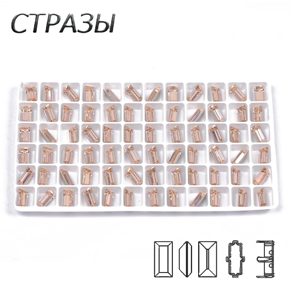 New arrival Light Peach Color 4501 Rectangle Shapes Crystal Sew On Glass Rhinestones DIY Wedding Decoration Accessories