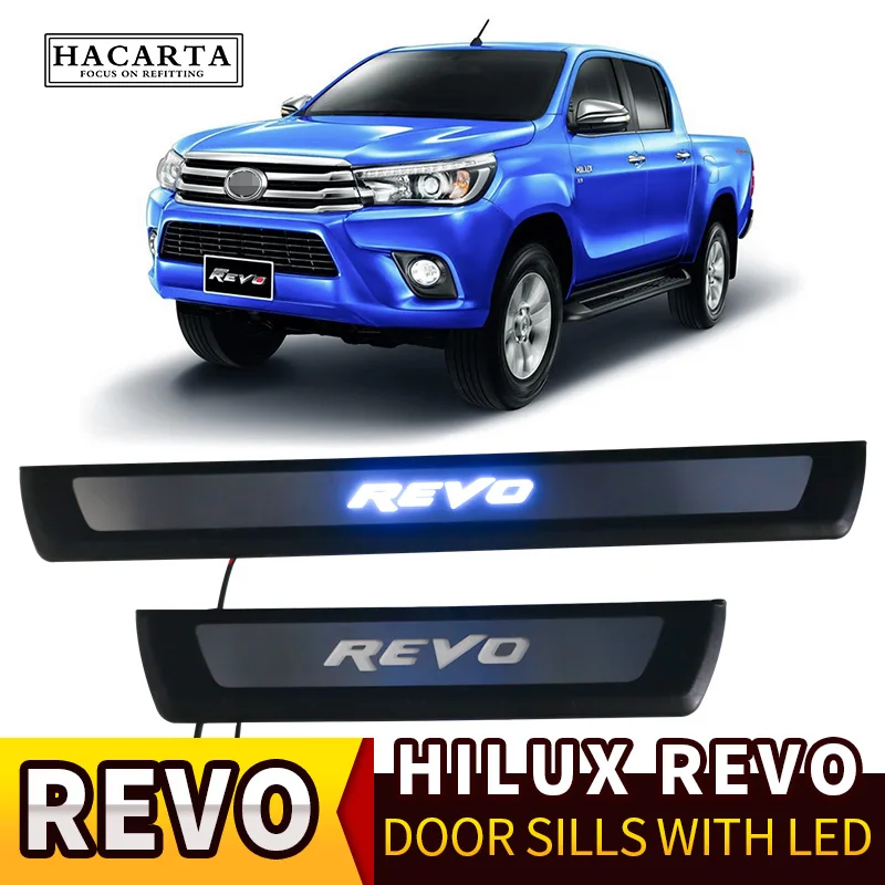 

for hilux revo 2015-2017 door sill plat pedal rof revo led door sill with LED light stainless steel door sill car accessories