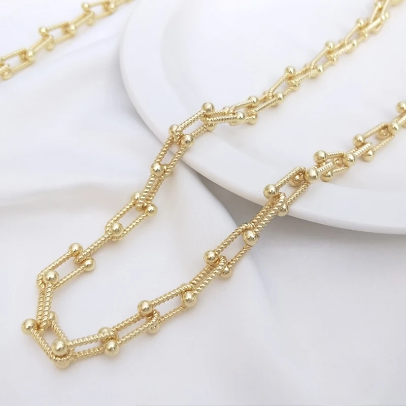 

Pure Brass Solid Chunky U-shaped Chain Horseshoe Twist Chain Bulk For Diy Handmade Bracelet Necklace Jewelry Making Accessories