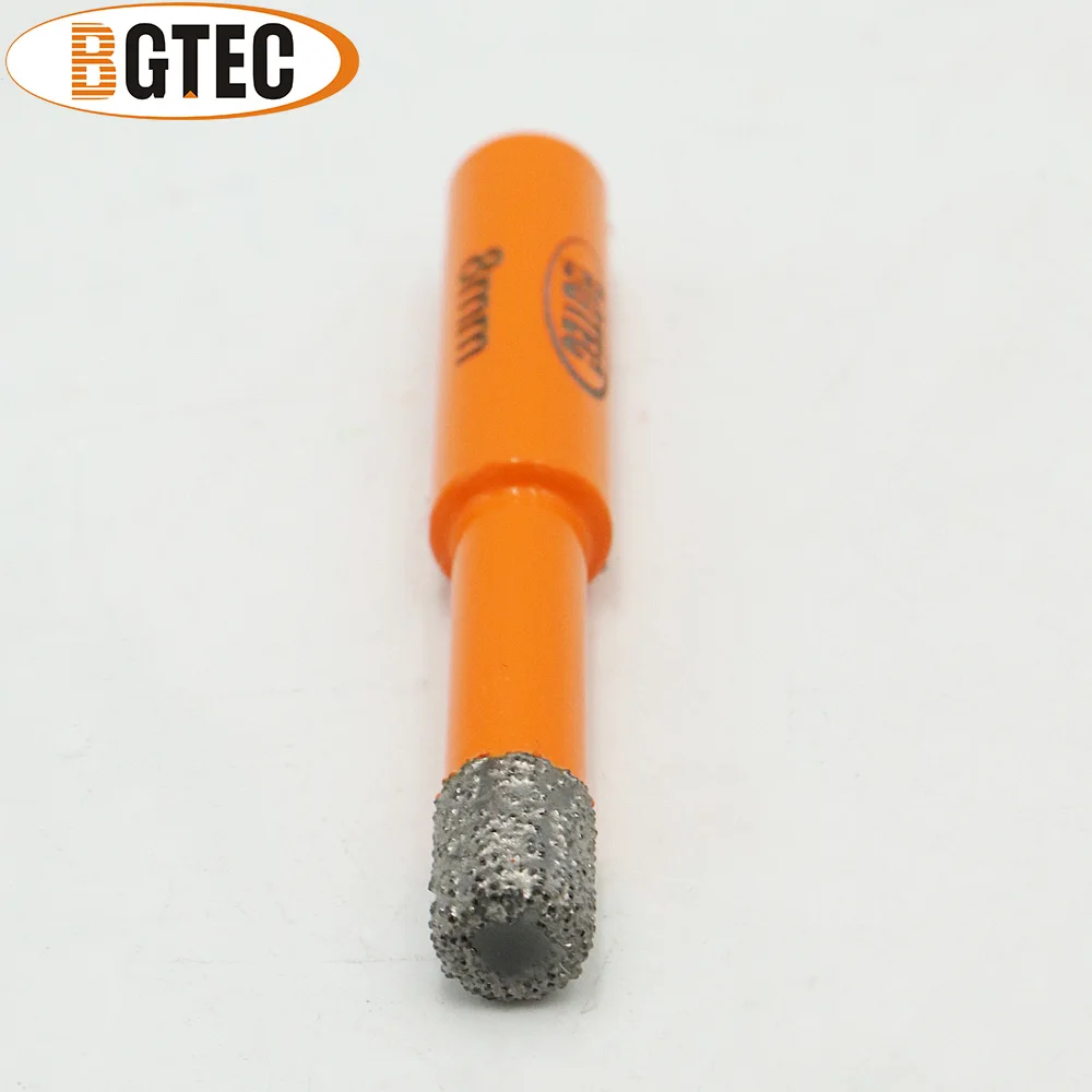 BGTEC 2pcs Dia 8mm Dry Vaccum Brazed Diamond drill bits  Masonry drill core bits drilling bits with Round shank