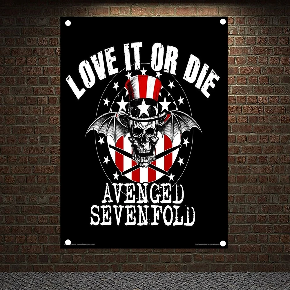 

LOVE IT OR DIE Heavy Metal Rock Band Flag Macabre Art Posters Music Team Star Decorative Canvas Painting Scary Bloody Tapestry