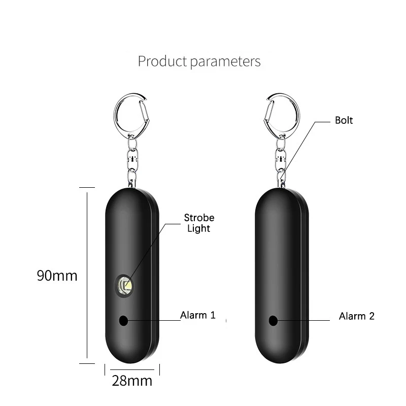 Outdoor Pocket Alarm Personal self-defense Alarm 130dB Double Horn LED Stroble Siren Waterproof Keychain Emergency Women Alarm