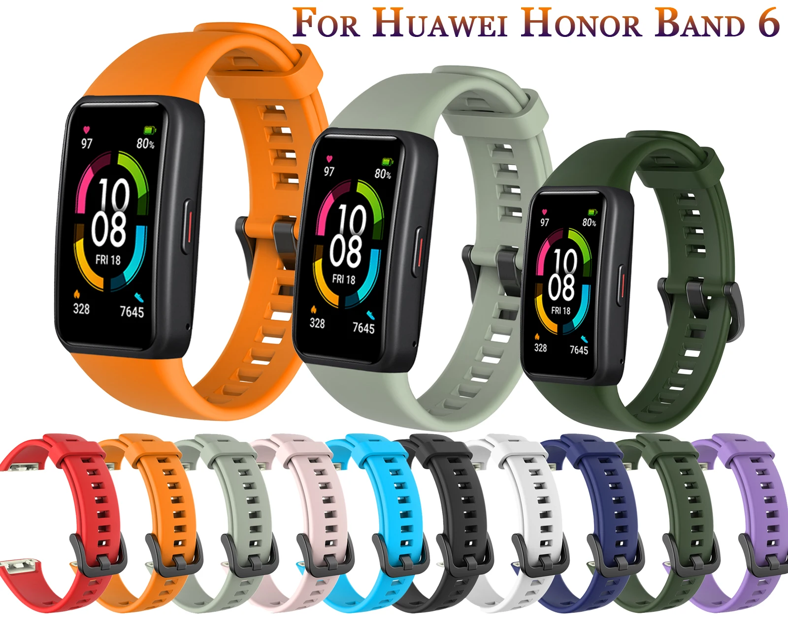 

Sport Silicone Watch band For Huawei Honor Band 6 Smart Watch Wristband Replacement Original Soft Strap For Huawei Band 6 Band