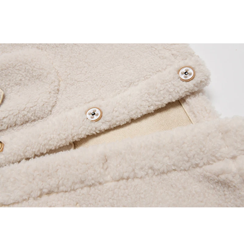 MOLAN Elegant Woman Jacket Lamb Cashmere Fashion Patchwork Long Sleeve Faux Fur Winter Jacket Waem Thick Female Chic Outwear