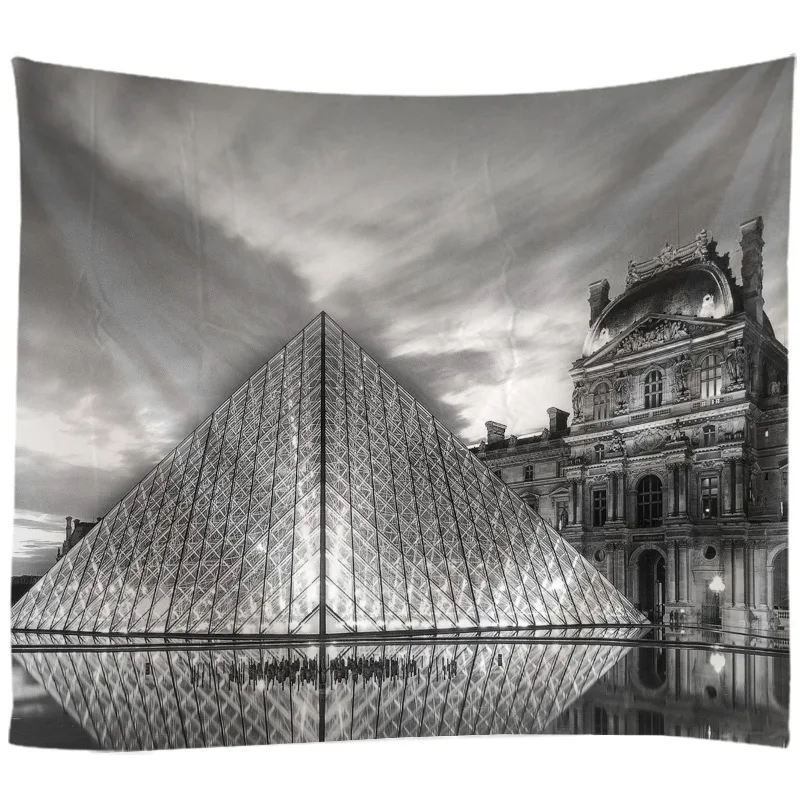 World Architecture Louvre France Tapestry Wall Hanging Cloth Bed Spread Beach Towel Table Cloth Yoga Mat Living Room Decoration