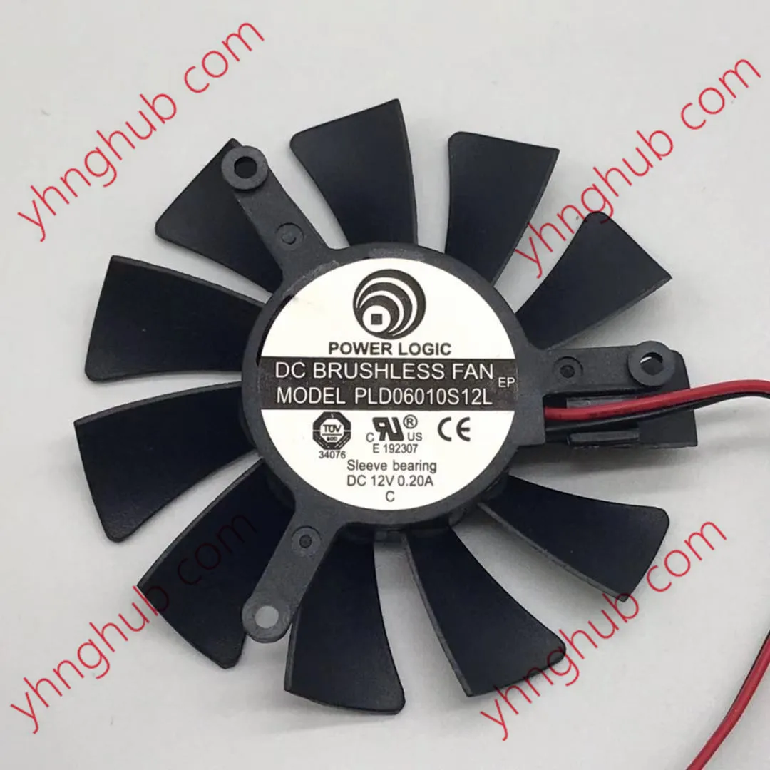 Power Logic PLD06010S12L DC 12V 0.20A Dia. 55mm C.T.C 39mm Frameless Cooling Fan