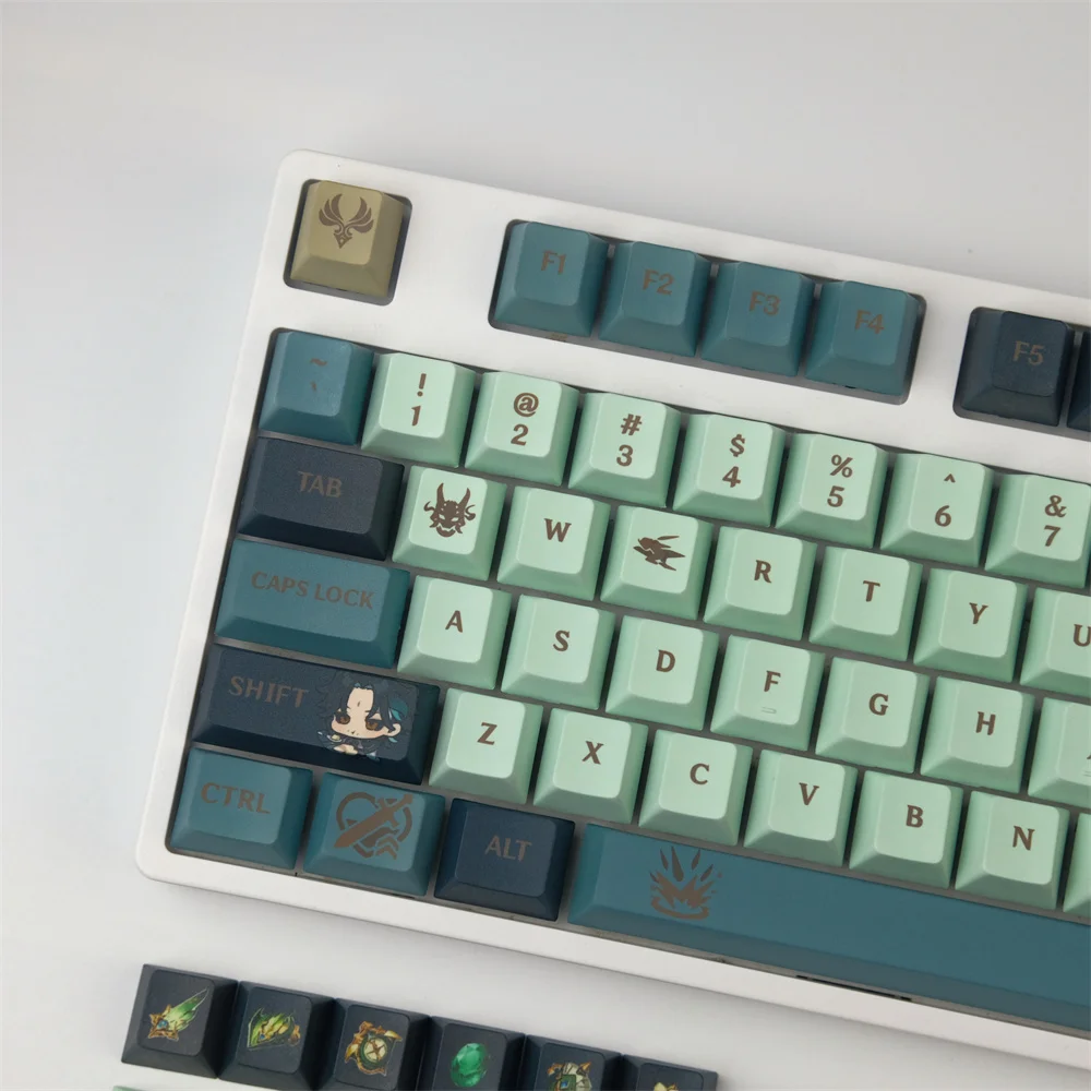 1 Set PBT Dye Sublimation Anime Keycaps For MX Switch Mechanical Keyboard Cherry Profile Key Caps For Genshin Impact Xiao