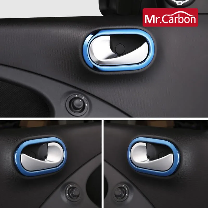 Car Interior Decoration Door Handle Cover Sticker For Mercedes Smart fortwo 453 forfour Car Styling Modification Accessories