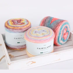 4pcs Gradient Cake Yarn Rainbow Autumn Winter Sweater Scarf Hat Hand Knitting Hook Bar Needle Medium Fine Wool Yarn 100g/Ball